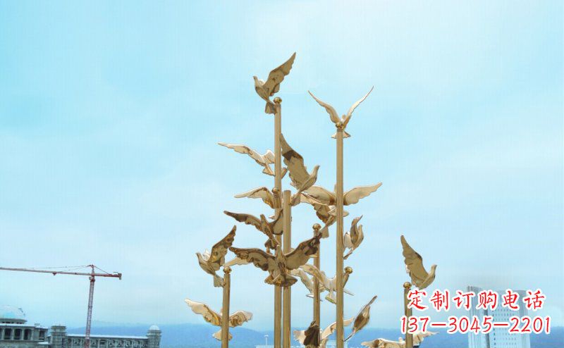 菏泽不锈钢飞翔的鸽子雕塑