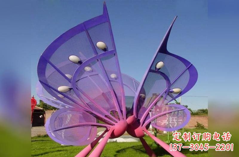 菏泽不锈钢公园彩色蝴蝶雕塑