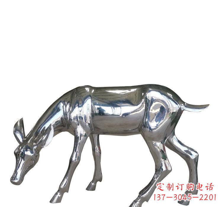 菏泽不锈钢公园草坪小鹿雕塑