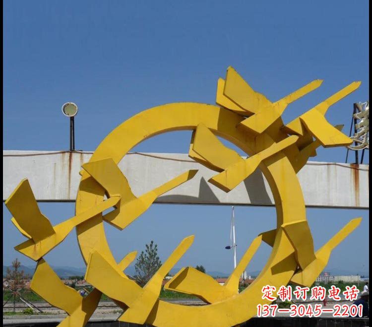 菏泽不锈钢大雁雕塑点缀公园美景