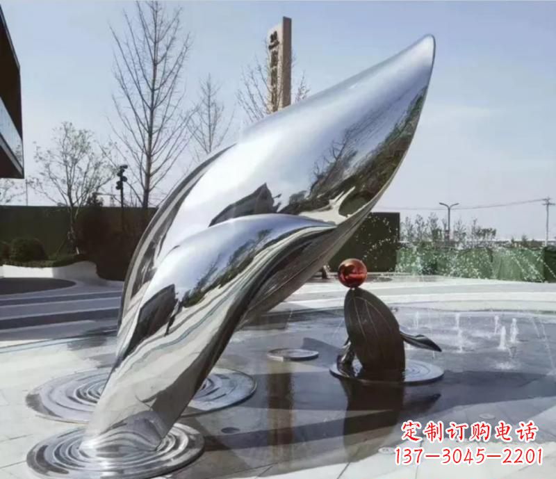 菏泽精美不锈钢海豚雕塑