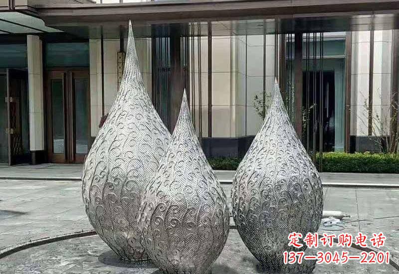 菏泽不锈钢镂空水滴雕塑精致美观