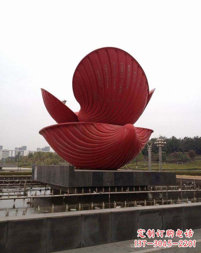 菏泽不锈钢贝壳喷泉雕塑——海洋之美无限