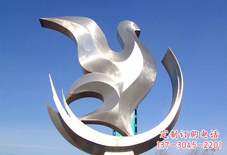 菏泽不锈钢广场大型抽象鸽子雕塑