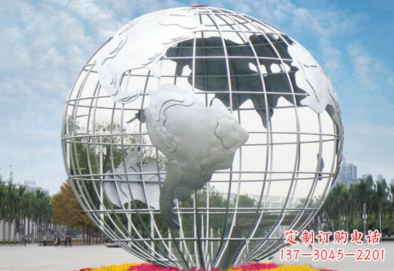 菏泽不锈钢地球雕塑象征着和平与友谊