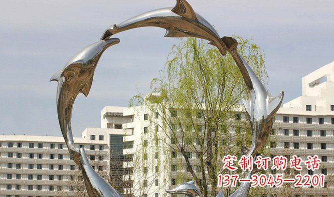 菏泽不锈钢广场海豚雕塑