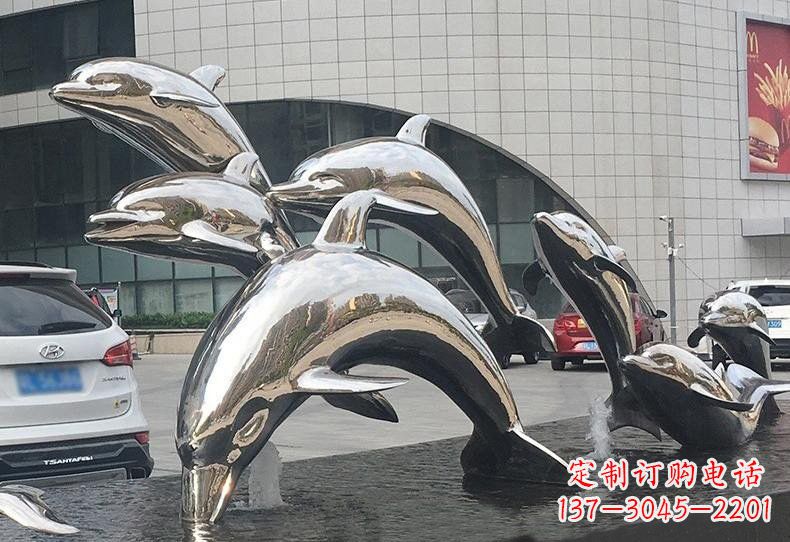 菏泽不锈钢广场镜面海豚雕塑