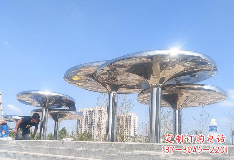 菏泽不锈钢广场凉亭雕塑——精美雕塑点缀美丽环境