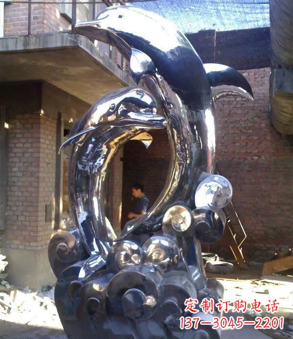 菏泽不锈钢海豚美观动态的雕塑