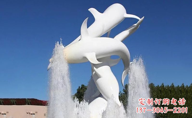 菏泽不锈钢海豚喷泉雕塑传递海豚的美丽
