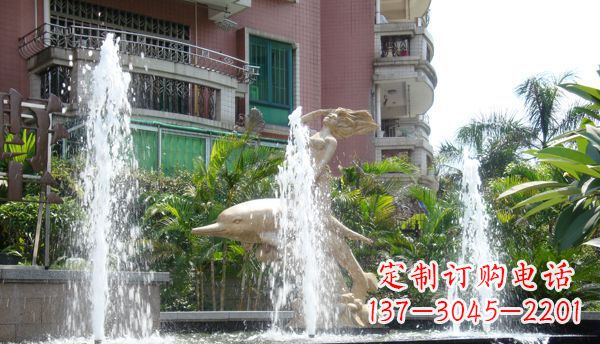 菏泽不锈钢海豚喷泉雕塑精美的海洋艺术