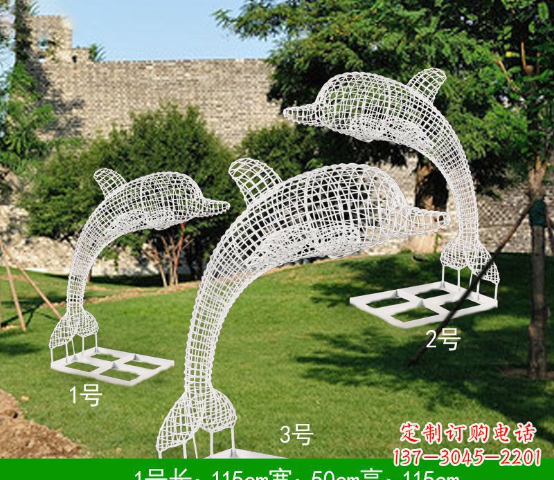 菏泽不锈钢海豚组合雕塑精美的艺术品