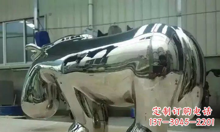 菏泽不锈钢河马雕塑 (2)