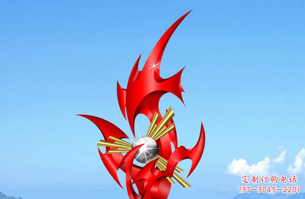 菏泽不锈钢火苗抽象景观雕塑