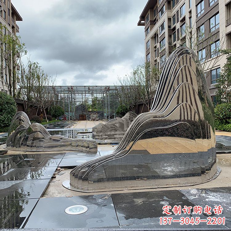 菏泽不锈钢镜面抽象假山