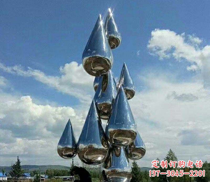 菏泽不锈钢镜面大型水滴雕塑——艺术精美、精致优雅