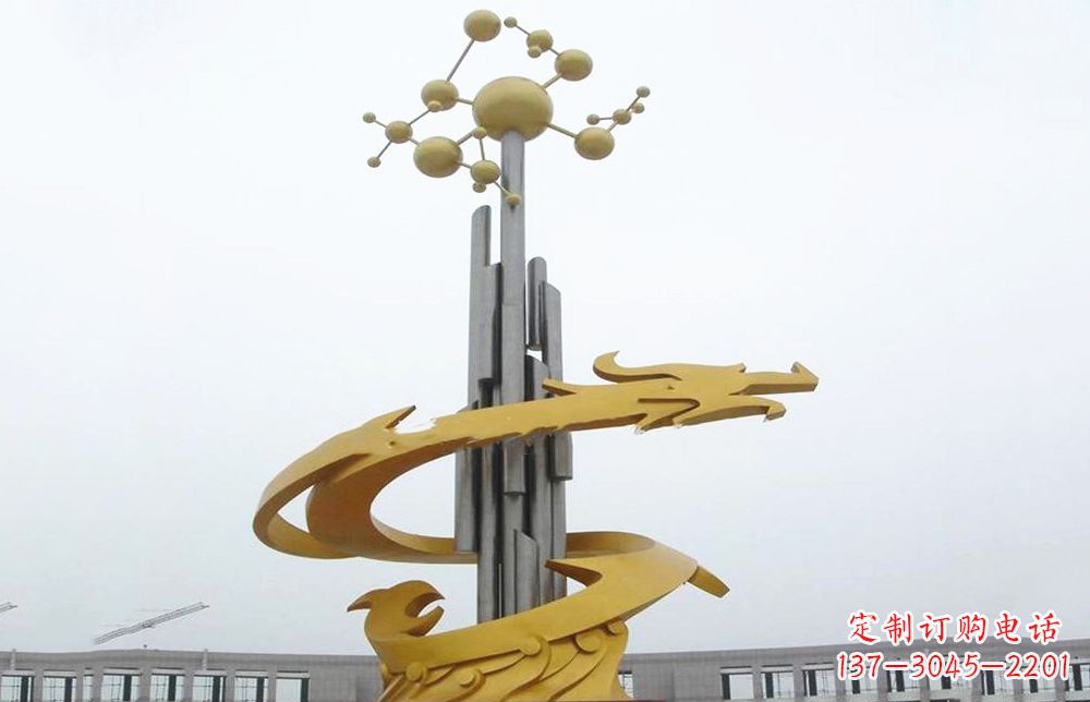 菏泽龙雕塑——点缀不锈钢城市景观