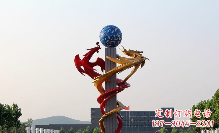 菏泽龙凤呈祥一对不锈钢雕塑的精彩展示