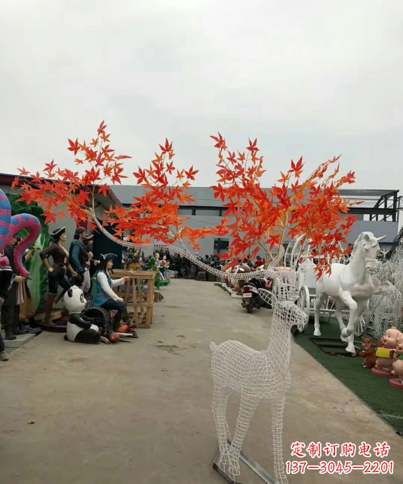 菏泽不锈钢麋鹿雕塑精美的艺术品