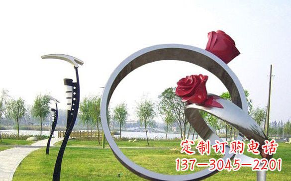 菏泽不锈钢玫瑰花戒指精致雕塑之美