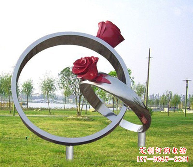 菏泽不锈钢玫瑰戒指雕塑