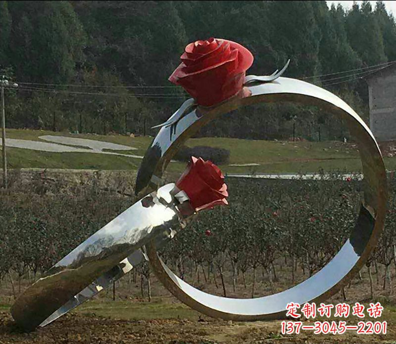 菏泽不锈钢玫瑰雕塑精美的艺术珍品