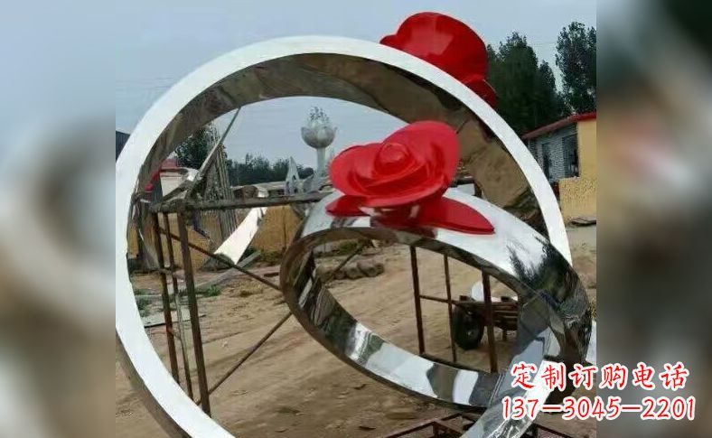菏泽不锈钢玫瑰花戒指雕塑
