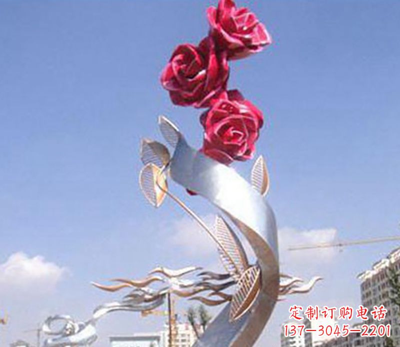 菏泽不锈钢玫瑰雕塑精美的艺术品