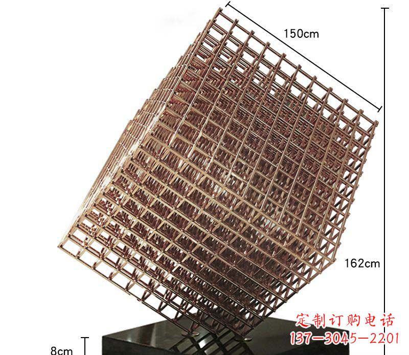 菏泽玫瑰金色几何雕塑