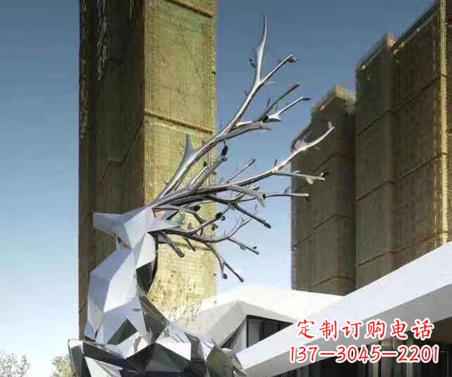 菏泽梅花鹿雕塑美丽的景观和动物雕塑