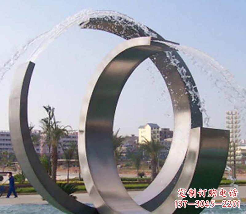 菏泽不锈钢情侣戒指雕塑象征爱情的永恒之物