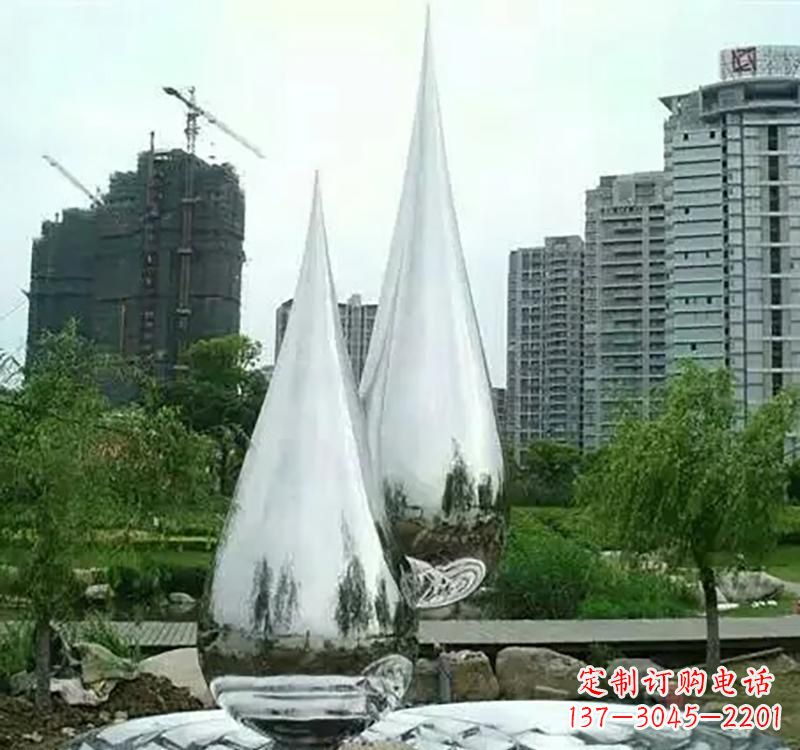 菏泽不锈钢水滴拱门雕塑