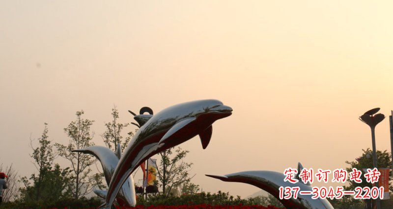 菏泽不锈钢海豚雕塑跳跃的美丽