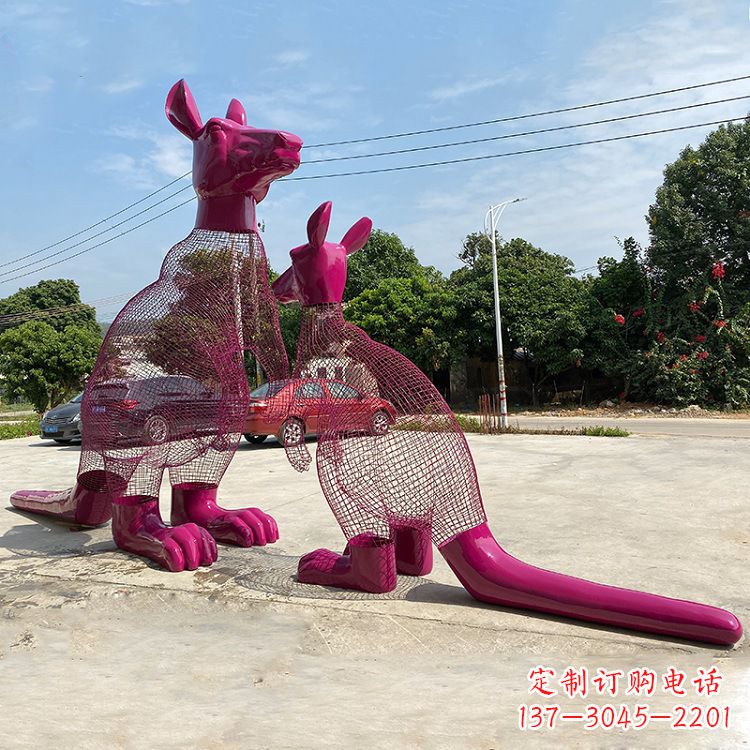 菏泽不锈钢袋鼠雕塑给公园带来美好景观