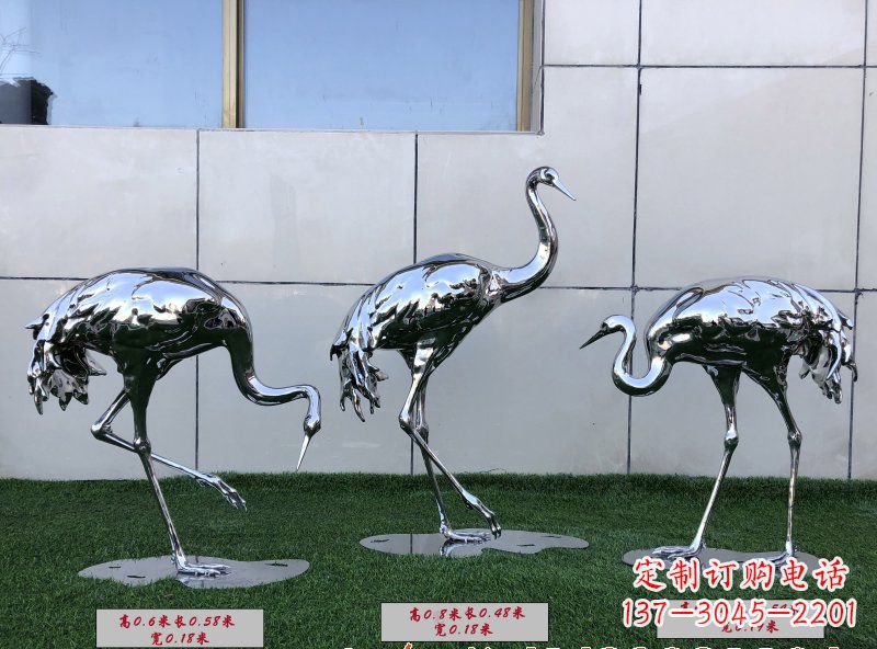 菏泽不锈钢仙鹤雕塑传承中国古典美感