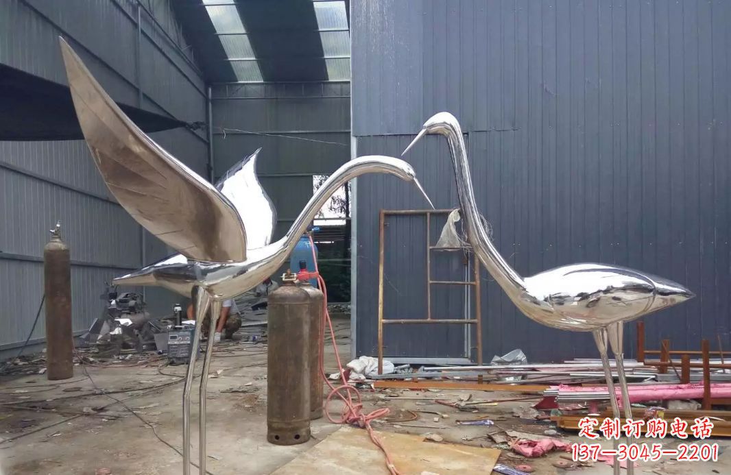 菏泽不锈钢仙鹤雕塑传承中国文化