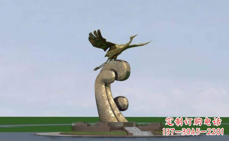菏泽不锈钢仙鹤雕塑象征着美丽和宁静