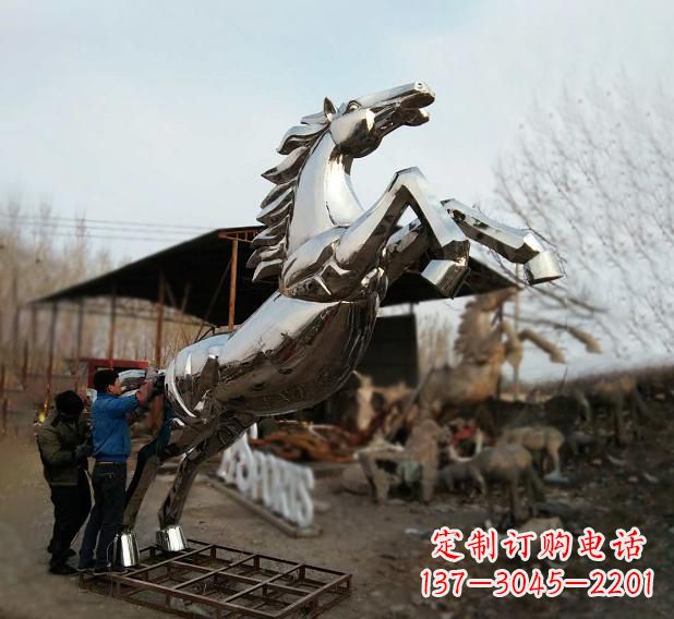 菏泽不锈钢现代动物马雕塑