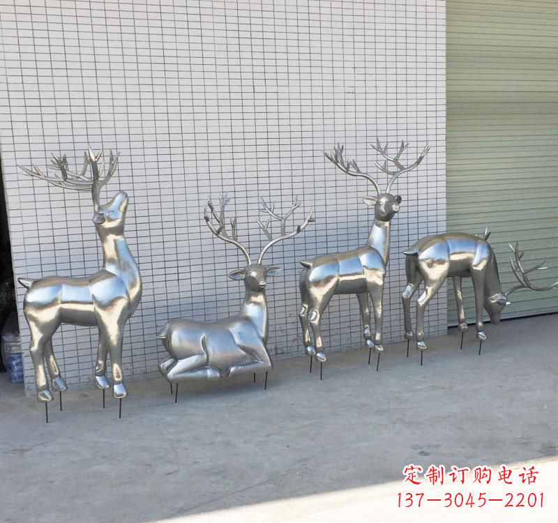 菏泽不锈钢梅花鹿雕塑传承美丽的自然