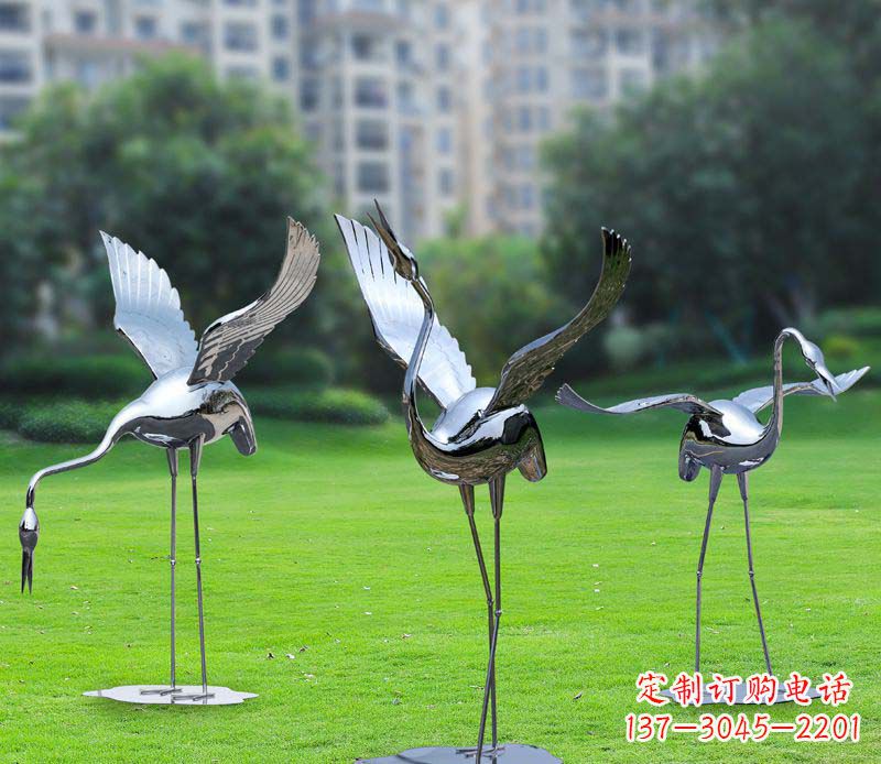 菏泽不锈钢仙鹤雕塑展现传统文化风采