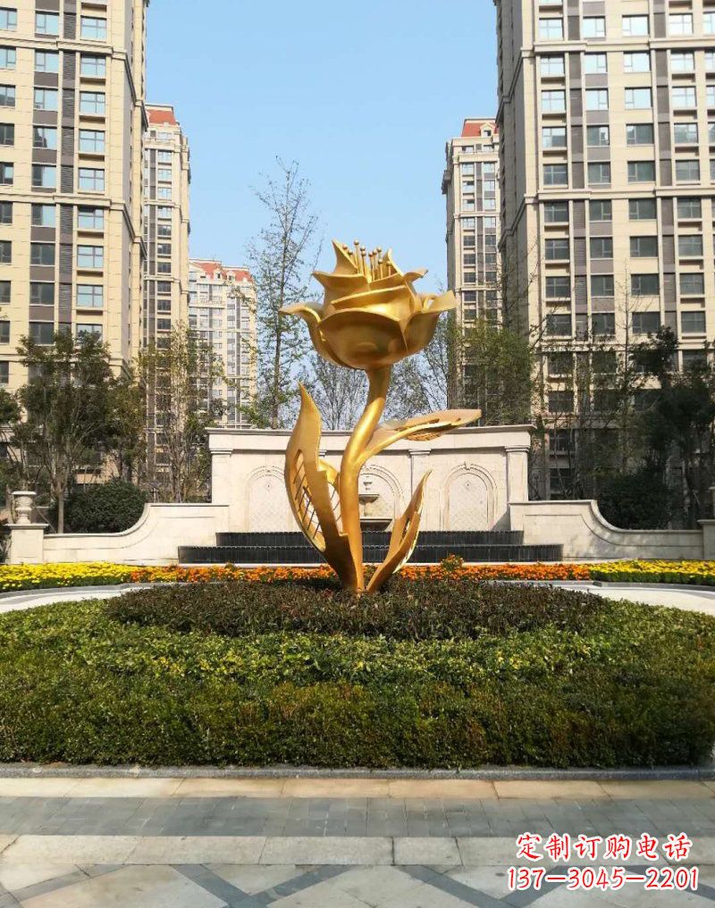 菏泽不锈钢小区玫瑰花雕塑浓郁情感的视觉体验