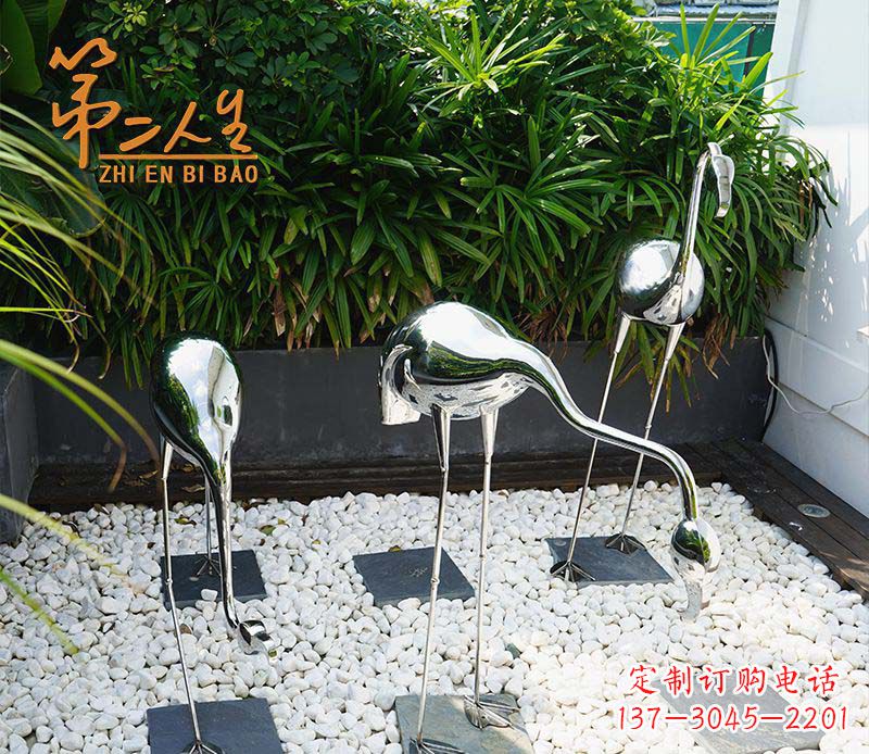 菏泽不锈钢仙鹤雕塑象征着吉祥和美景