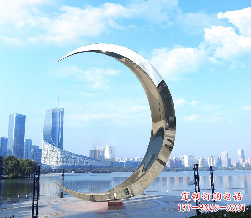 菏泽不锈钢月亮雕塑象征着美丽的月亮