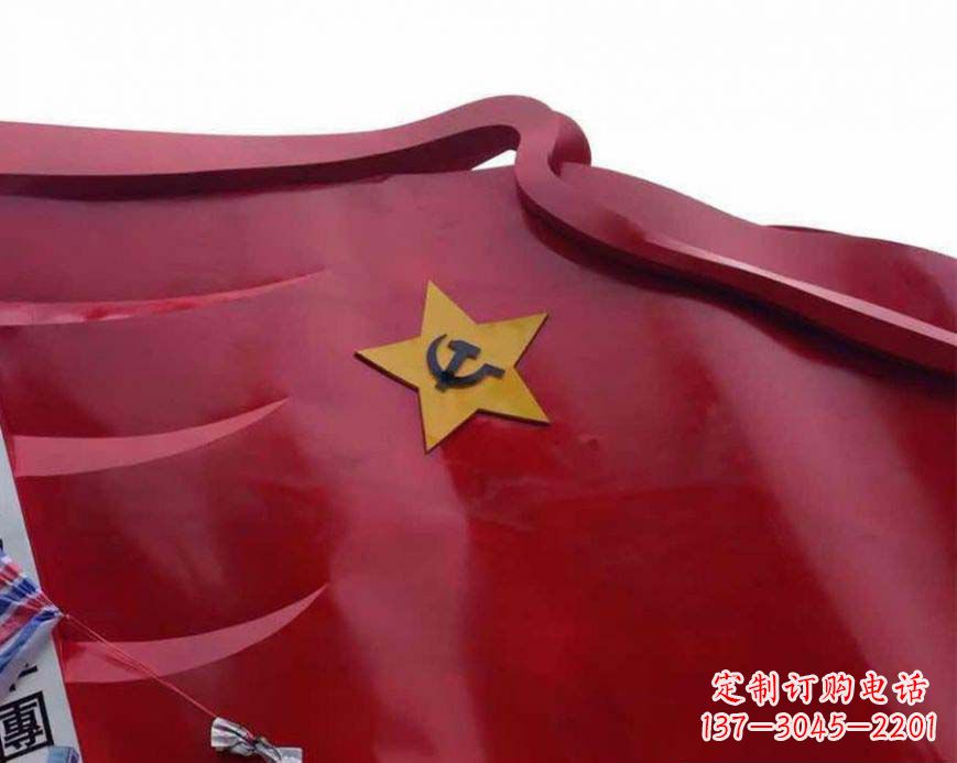 菏泽部队不锈钢党徽旗帜雕塑