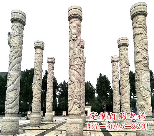 菏泽精美龙柱雕塑，点缀城市广场