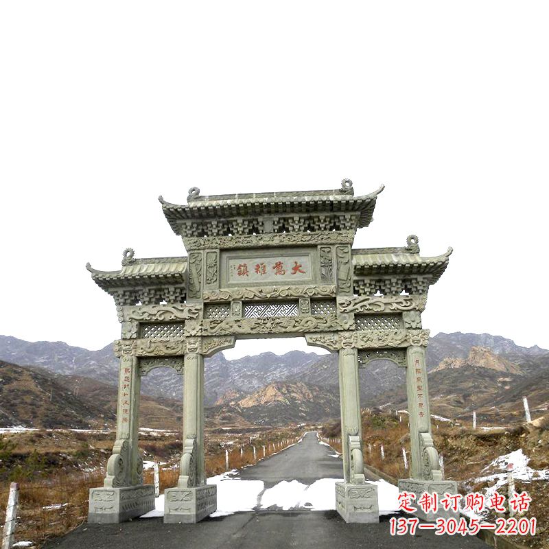 菏泽三门石牌坊雕塑——古韵依旧