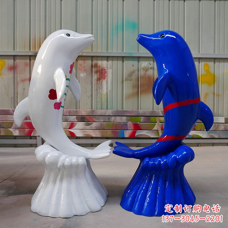 菏泽海豚雕塑美丽的景观装置