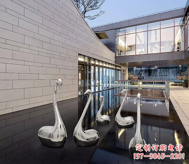 菏泽抽象不锈钢天鹅雕塑