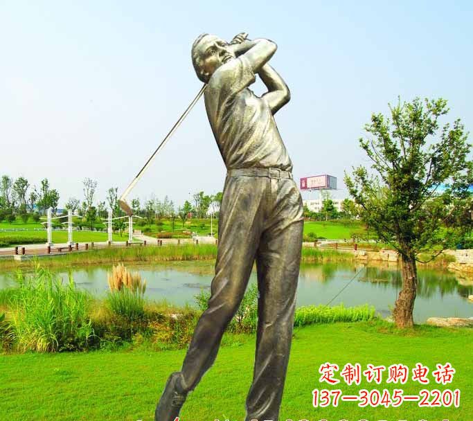 菏泽打高尔夫球人物铜雕222
