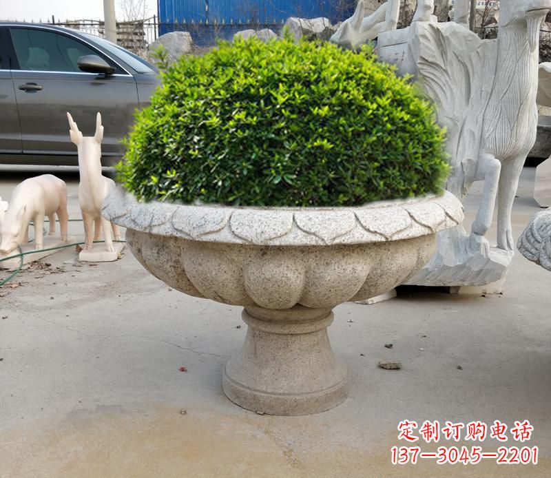 菏泽优雅大理石花盆雕塑